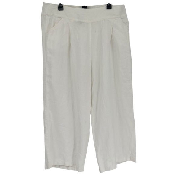 Soft Surroundings White Linen Wide Leg Pants Size 1X Side Zip Pockets Women’s - Picture 1 of 11